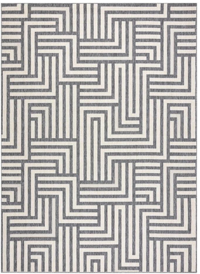 Kilimas geometrinio rašto pilkos ir kreminės spalvos WINK MAZE