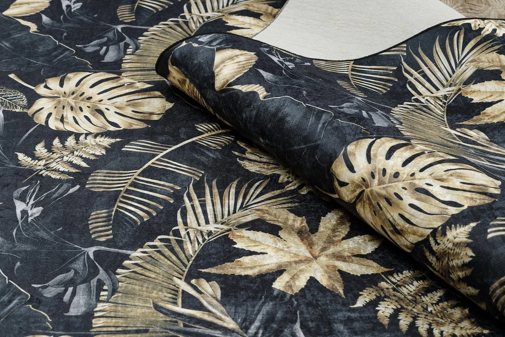 Kilimas LEAVES4 80×150 juodas ir auksinis ARLEN