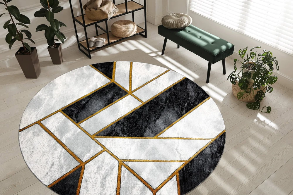 Kilimas MARBLE3, juodos ir auksinės spalvos ESTEMA