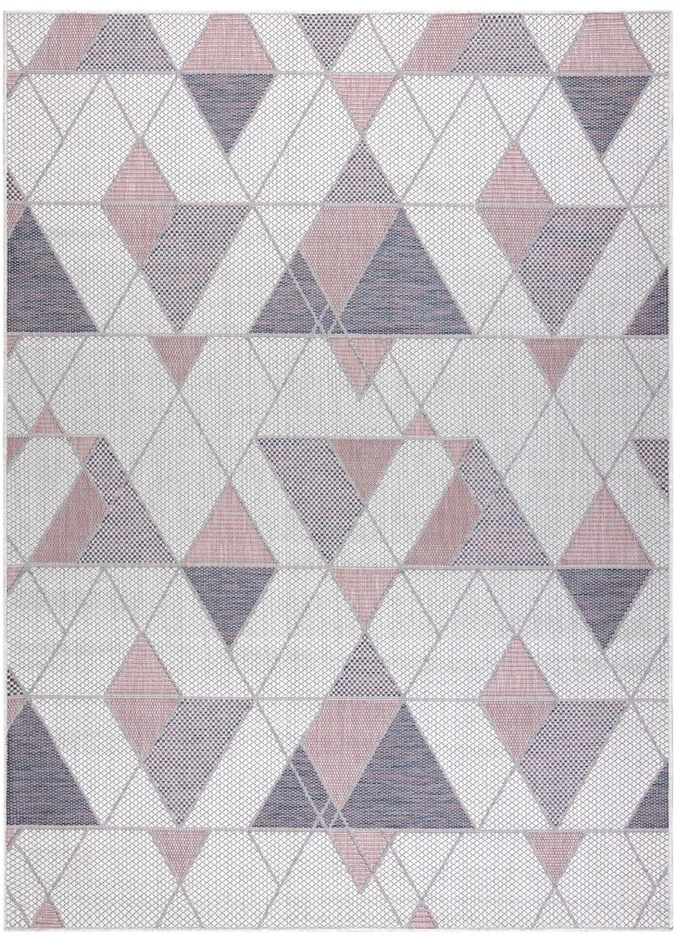 Kilimas su geometriniu raštu kreminės ir pudros rožinės spalvos VINEA GEOMETRIC2