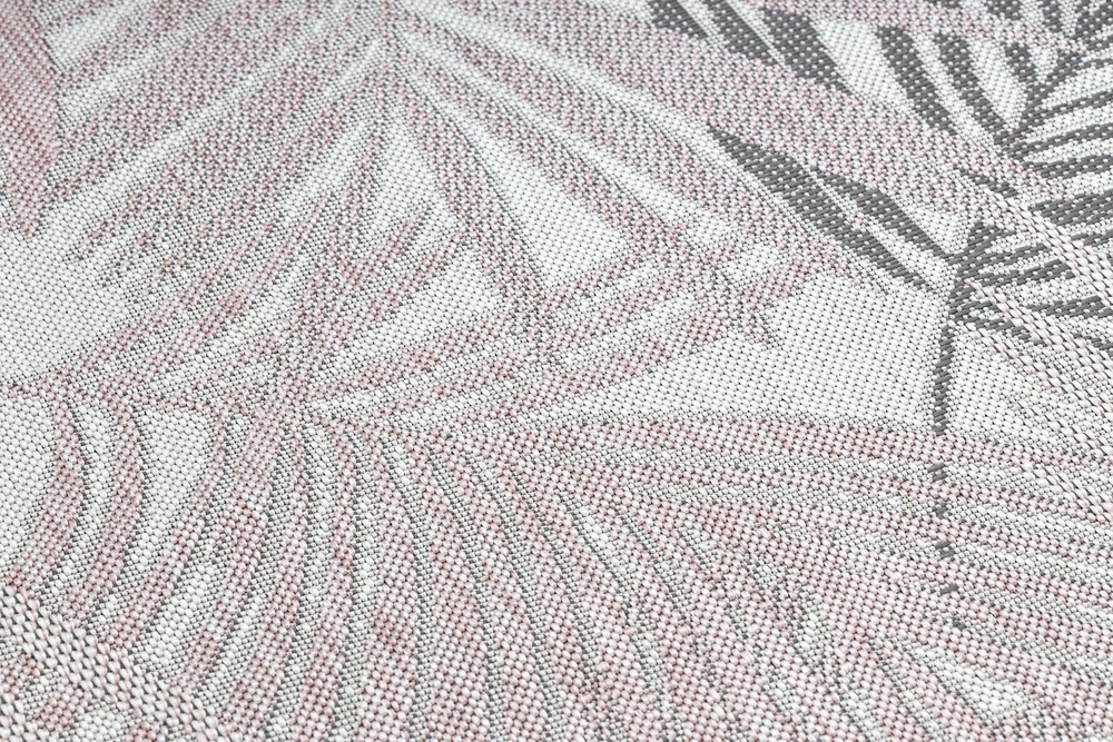 Kilimas su palmių raštu Vinea Palms cream ir rožinės spalvos