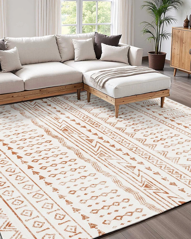 VEVOR Didelis kilimas 152x244 cm neslystantis, atsparus plyšimui, modernus smėlio spalvos