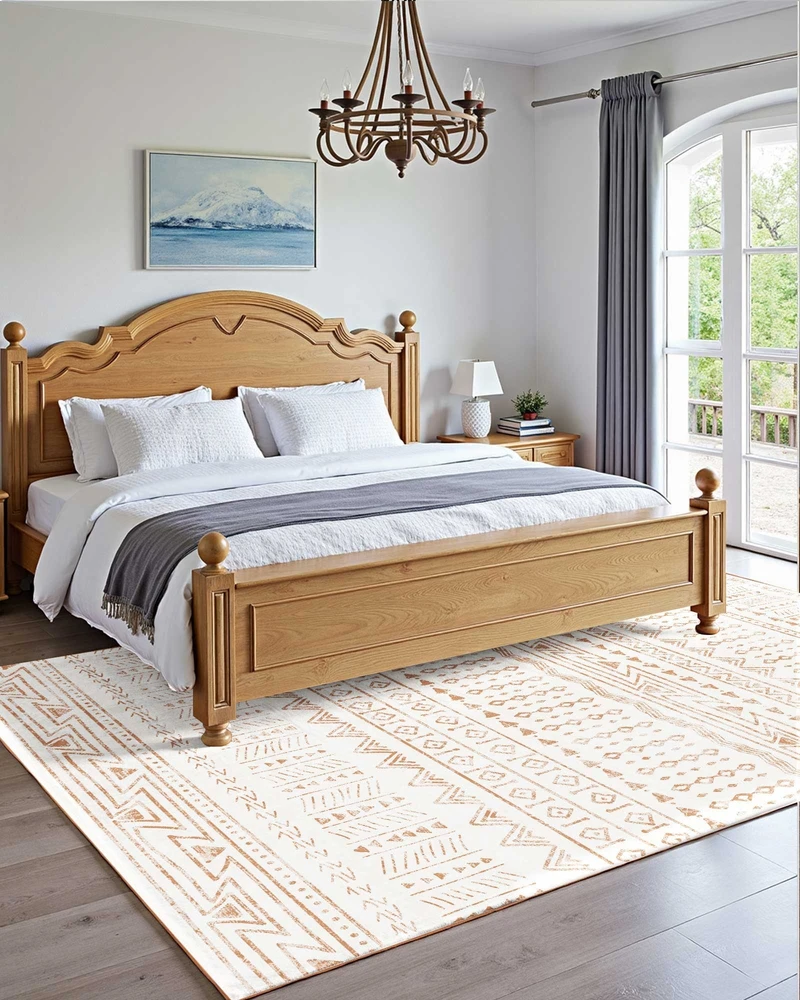 VEVOR Didelis kilimas 152x244 cm neslystantis, atsparus plyšimui, modernus smėlio spalvos