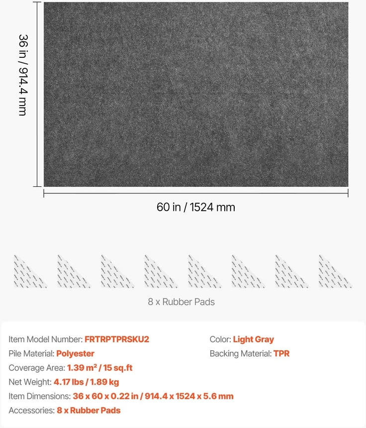 VEVOR Neslystantis kilimų padėklas, 0.91 x 1.52 m