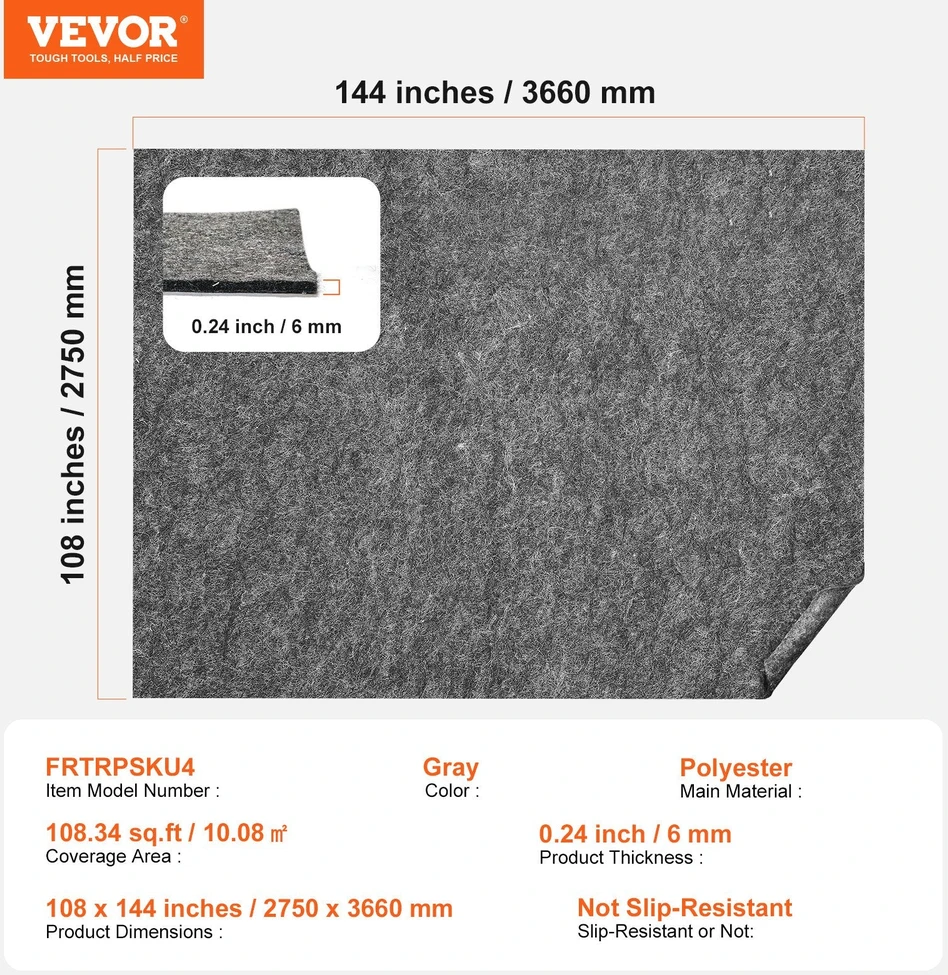 VEVOR Kilimų padėklas 275 x 366 cm visiems grindims