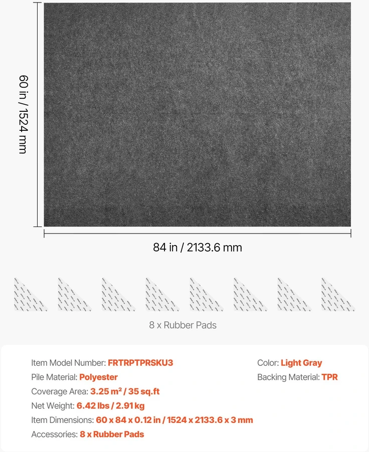 VEVOR Neslystantis kilimo pagrindas 1.52 x 2.13 m
