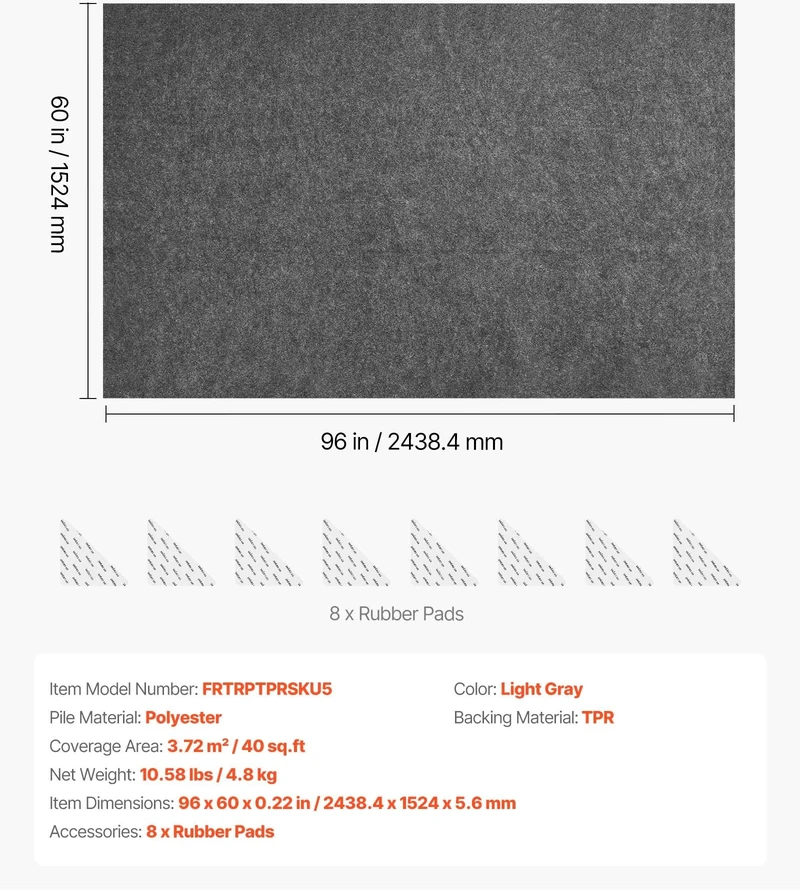 VEVOR Neslystantis kilimo padėklas 2.44 x 1.52 m