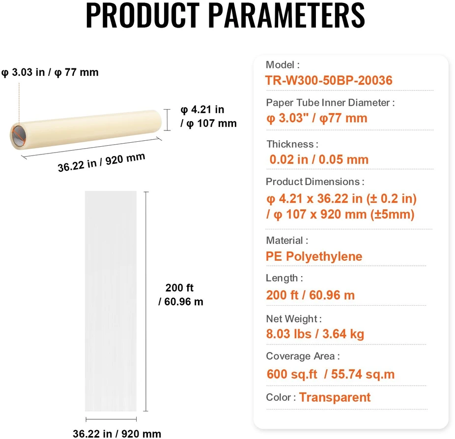 VEVOR Automobilio kilimėlio apsauga, lipni plėvelė 91 cm x 60 m