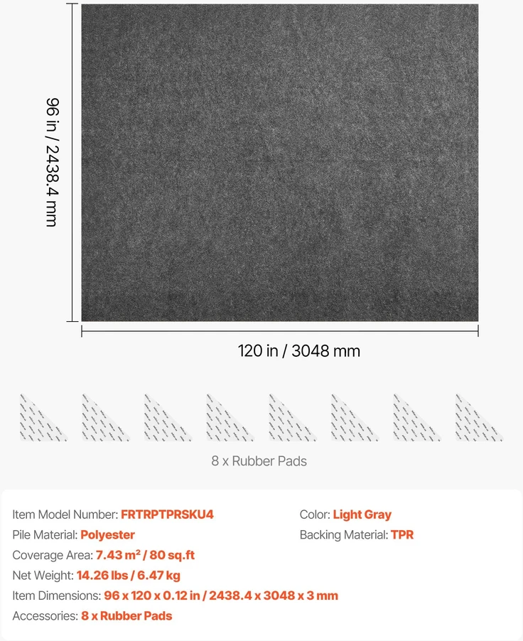 VEVOR Neslystantis kilimo paklotas 2.44 x 3.05 m