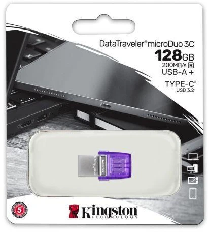 Ausinės KINGSTON 128GB USB 3.2 USB atmintinė DataTraveler microDuo 3C