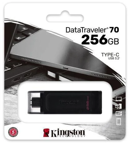 Ausinės „KINGSTON DataTraveler 70“ 256 GB USB-C atmintinė