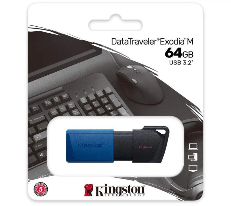 KINGSTON Exodia 64 GB USB3.2 mėlynos spalvos atmintinė