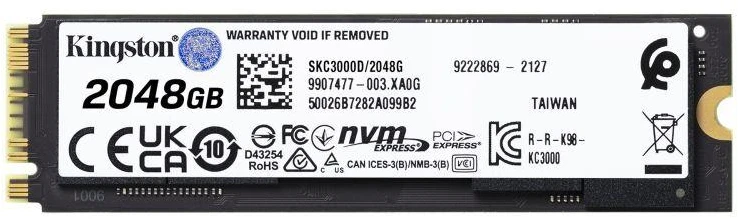 Ausinės Kingston KC3000 SSD (2TB; M.2 2280; PCIe 4.0 x4 NVMe; SKC3000D/2048G)
