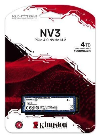 Ausinės Kingston SSD 4000 GB NV3 M.2 2280 PCIe 4.0 NVMe