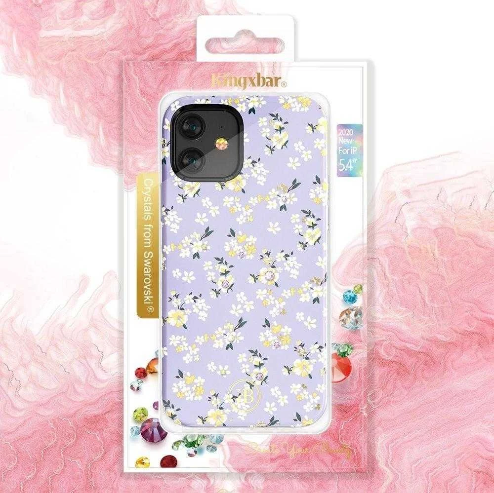 Dėklas Kingxbar Blossom dekoruotas Swarovski kristalais iPhone 12 mini multicolour (Gardenia)