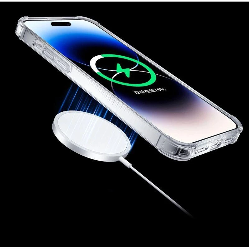 Kingxbar PQY Go Out Series magnetic Apple iPhone 14 Plus MagSafe dėklas telefonui sidabrinės spalvos