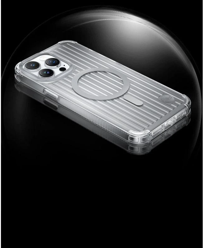 Kingxbar PQY Go Out Series magnetic Apple iPhone 14 Plus MagSafe dėklas telefonui sidabrinės spalvos