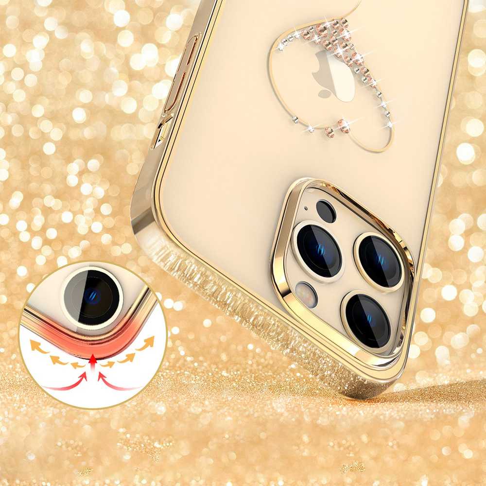 Dėklas Silikonas su Swarovski kristalais Kingxbar Wish Series Apple iPhone 14 Plus - auksinis