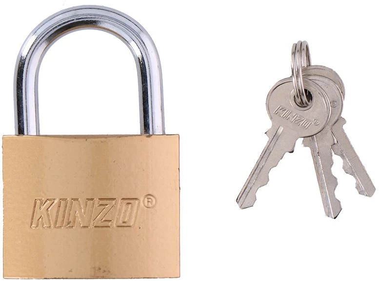 Kinzo – 50 mm žalvarinė spyna su trimis raktais