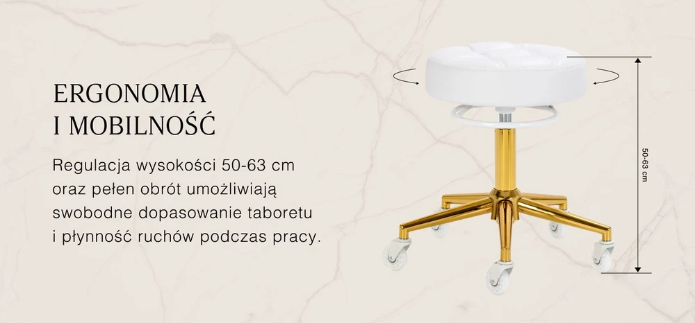 Activeshop Kosmetologinė meistro kėdutė Gabbiano D054G Gold and Baltas