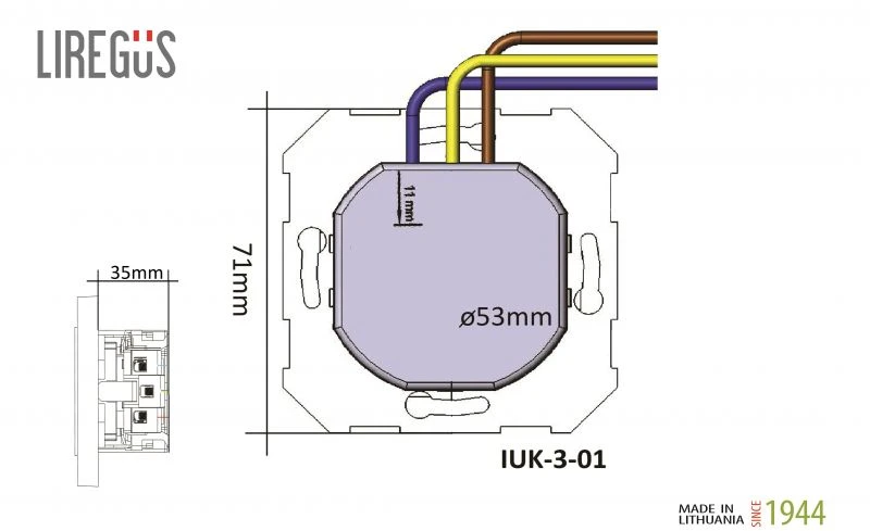 Liregus Kištukinis lizdas EPSILON, SCHUKO lizdas ir USB A+C įkroviklis 17W, be rėmelio, metalo sp.