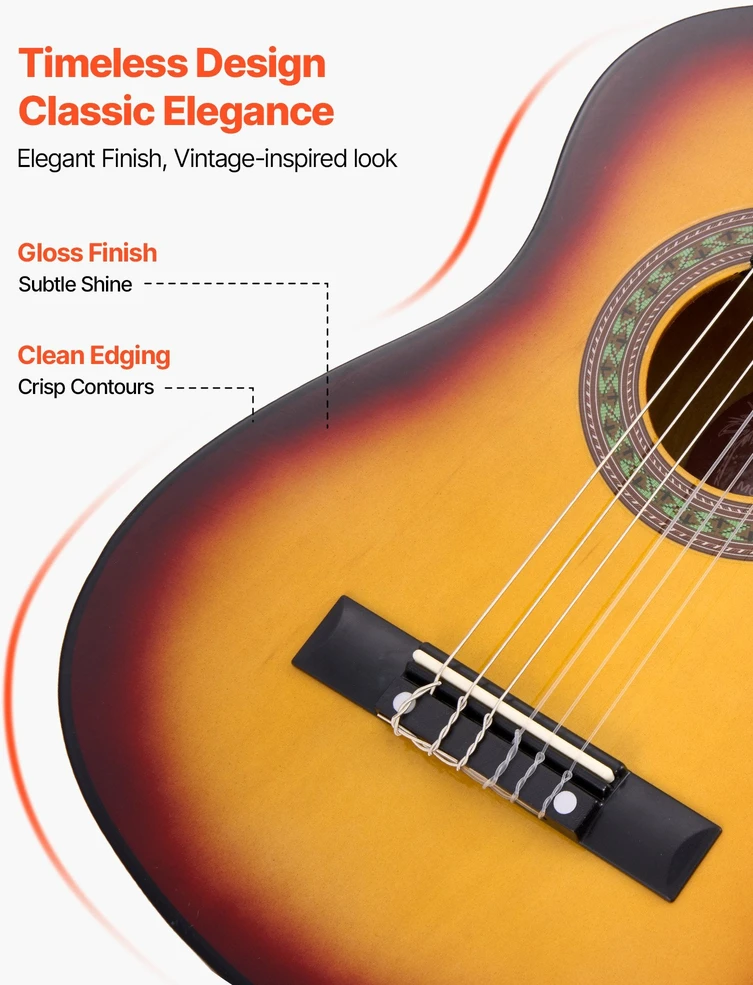 VEVOR Klasikinė gitara 780 mm, pradedančiųjų rinkinys