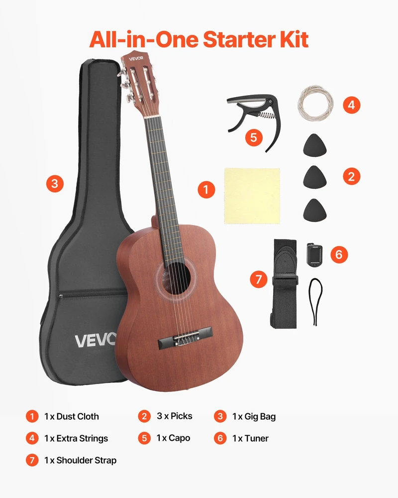 VEVOR Klasikinė gitara su priedais