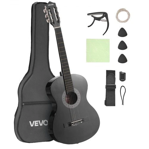 VEVOR Klasikinė gitara pradedantiesiems, juoda