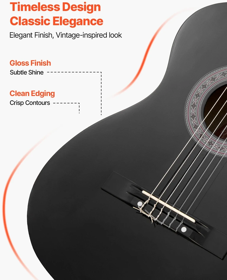 VEVOR Klasikinė gitara pradedantiesiems, juoda
