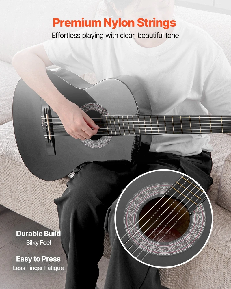 VEVOR Klasikinė gitara pradedantiesiems, juoda