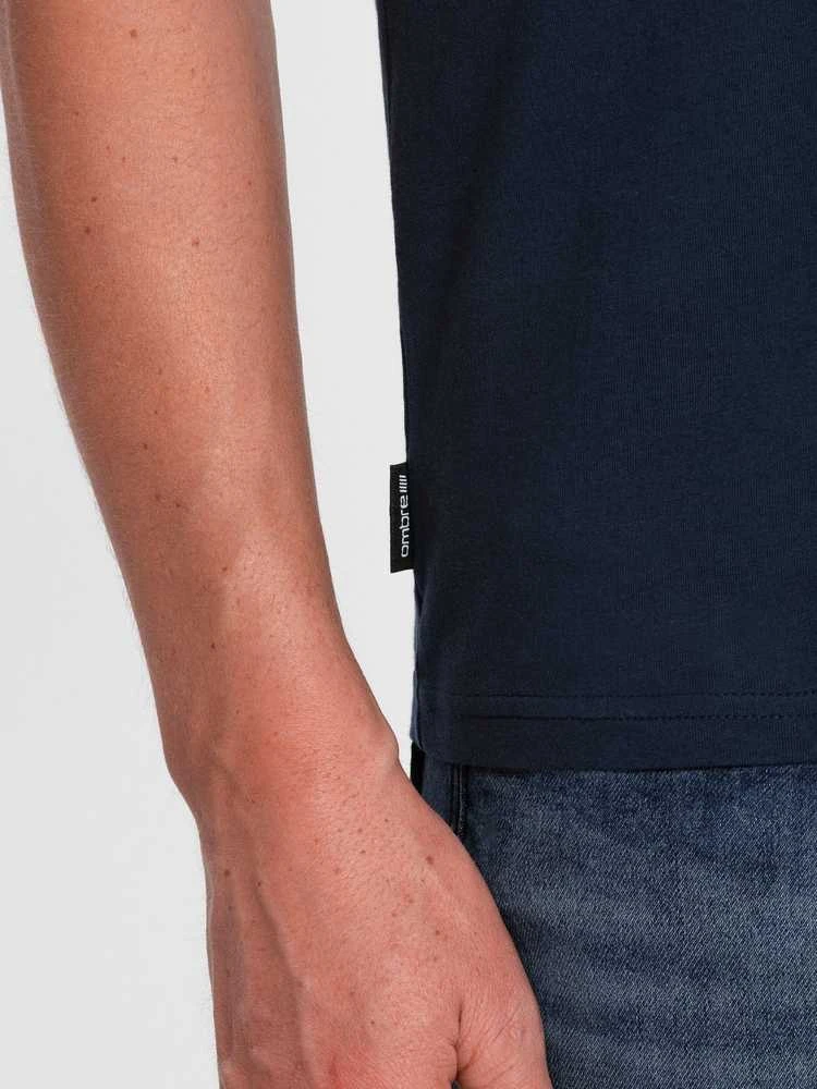 Klasikiniai vyriški medvilniniai marškinėliai - tamsiai mėlyni
