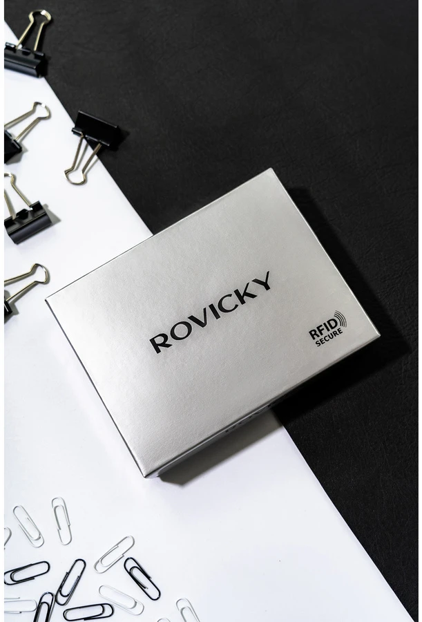 Klasikinis vyriškas piniginė su RFID ruda spalva - Rovicky