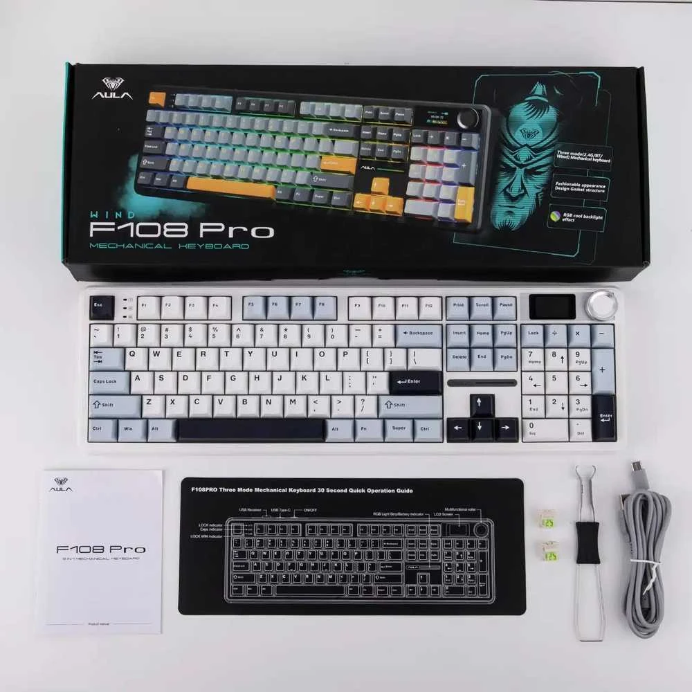 Klaviatūra Aula F108 PRO (Balta/Mėlyna)
