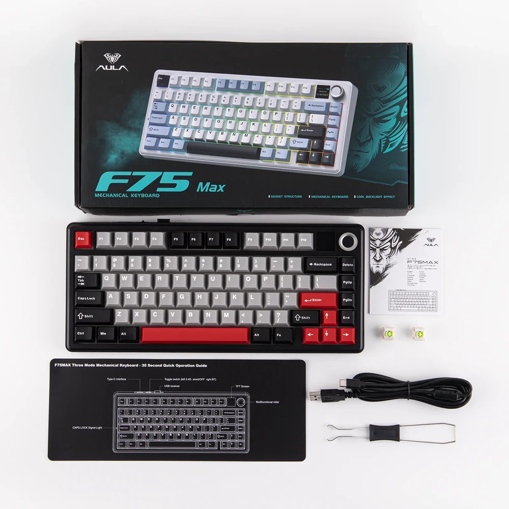 Klaviatūra Aula F75 MAX (Juoda/Raudona) - LEOBOG Reaper Switches