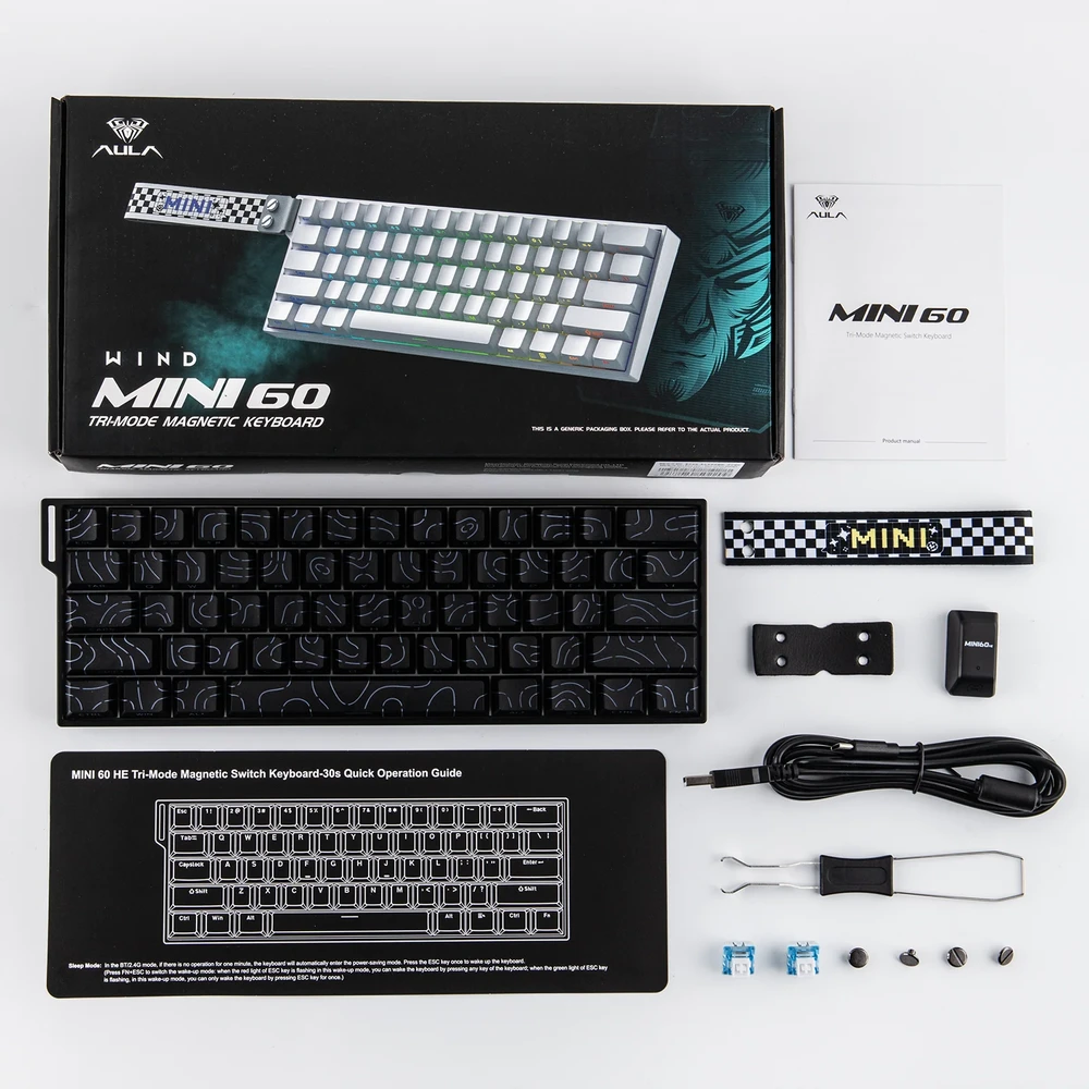 Klaviatūra AULA MINI60 HE MAX Magnetinė (Juodas Contour)