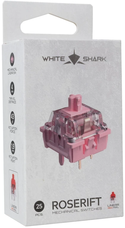 Klaviatūra White shark Baltas Shark Roserift mechaniniai jungikliai, 25 vnt