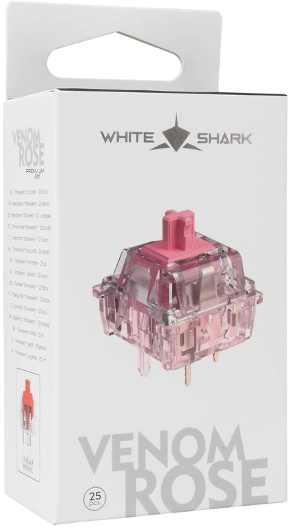 Klaviatūra White shark Baltas Shark Venom Rose mechaniniai linijiniai jungikliai, 25 vnt
