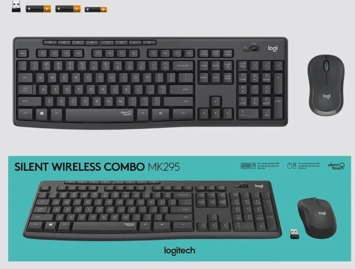 Klaviatūra Belaidis tylaus veikimo klaviatūros ir pelės rinkinys LOGITECH MK295 US
