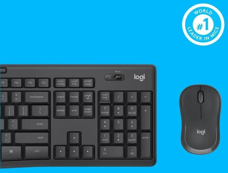 Klaviatūra Belaidis tylaus veikimo klaviatūros ir pelės rinkinys LOGITECH MK295 US