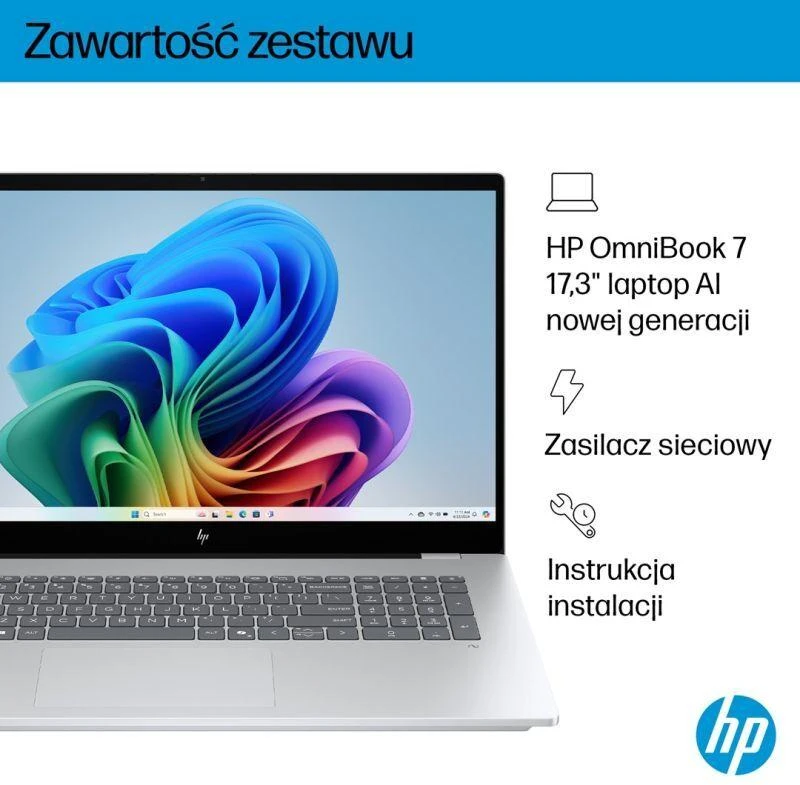 Hewlett Packard (HP) HP OmniBook 7 Next Gen AI 17-DC0073CL Copilot+ asmeninis kompiuteris Intel Core Ultra 7 258V Nešiojamas kompiuteris 43,9 cm (17,3") Full HD lietimui jautrus ekranas 32 GB LPDDR5x-SDRAM 1 TB SSD NVIDIA GeForce RTX 4050 Wi-Fi 6E (802.11ax) Windows 11 Home Sidabrinis Naujas Perpakuotas/Perpakuotas (Pažeista pakuotė)