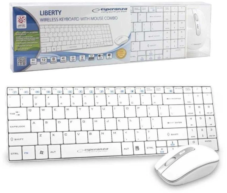 Belaidis rinkinys Esperanza EK122W Liberty USB klaviatūra ir pelė - balta