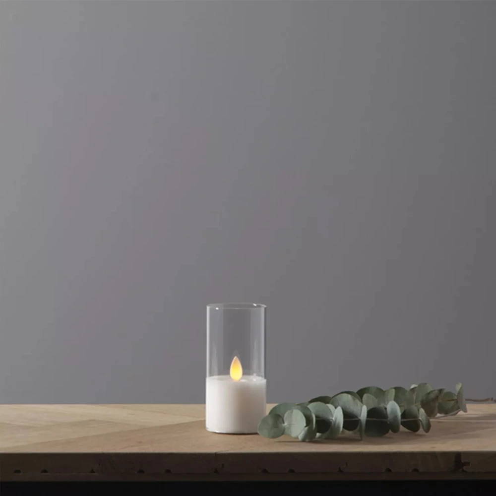 Pakabinamas šviestuvas LED žvakė su tikro stiklo gaubtu, 12,5 cm