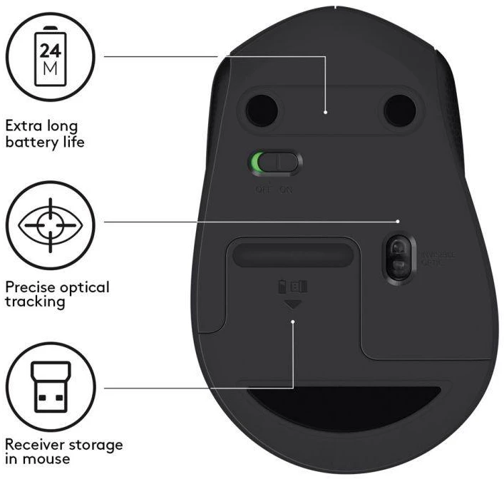 Klaviatūra Logitech M330 pelė 910-004909 (USB 2.0; juoda; optinė)