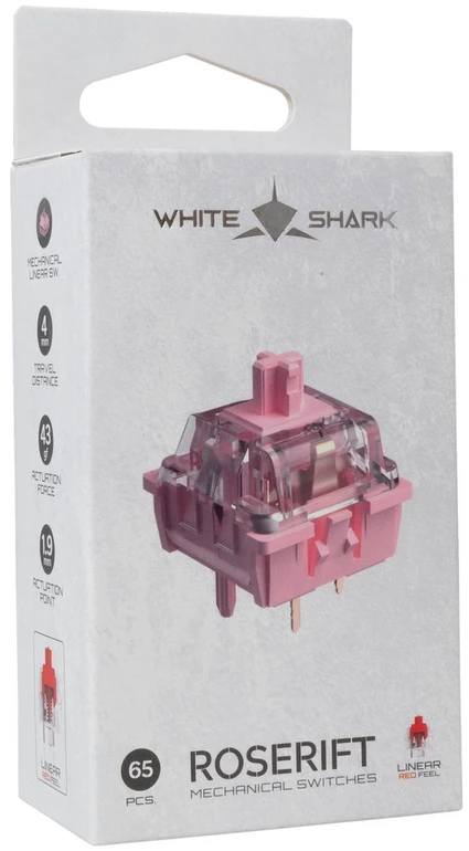 Klaviatūra White shark Mechaniniai jungikliai Baltas Shark Roserift, 65 vnt