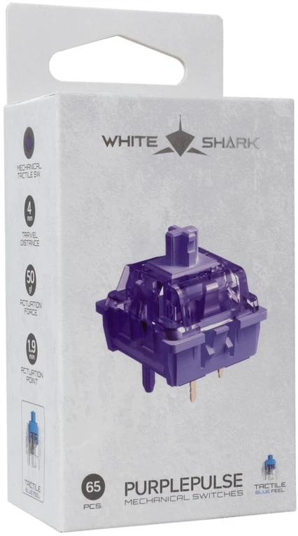 Klaviatūra White Shark Mechaniniai lytėjimo jungikliai „Purplepulse“, 65 vnt