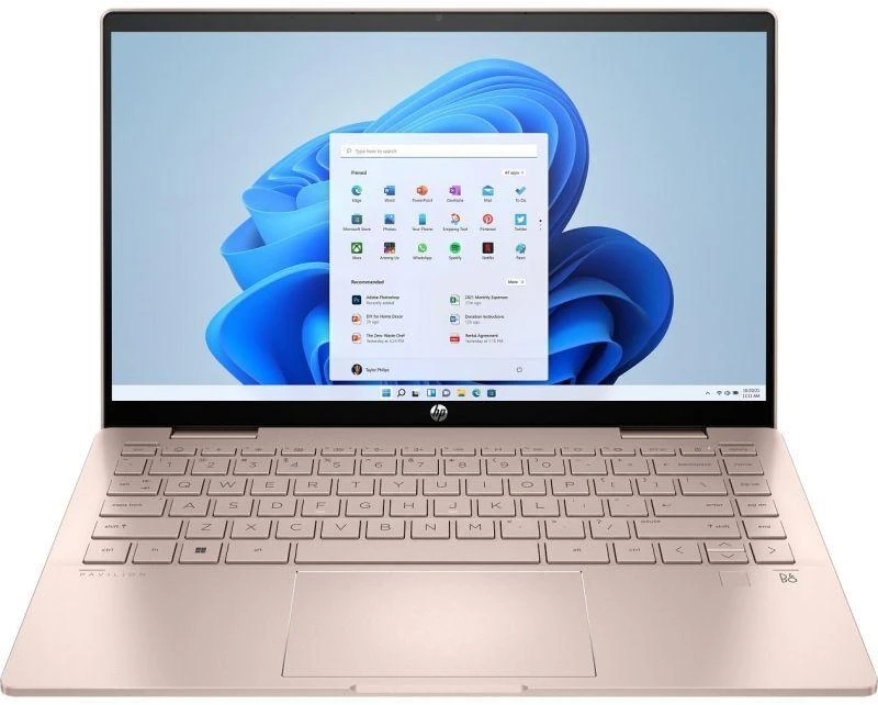 HP Pavilion x360 2-in-1 Nešiojamas kompiuteris 14-ek2000ny - Core 5-120U, 16GB, 512GB SSD, 14 FHD 300-nit Touch, 5MP cam, US klaviatūra su pašvietimu, 43Wh, Pale golden rose, Win 11 Home, 1 metai