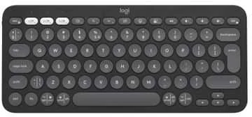 Belaidė klaviatūra Logitech PEBBLE KEYS 2 K380S, Grafito spalvos, Išdėstymas: US tarptautinis (Qwerty)