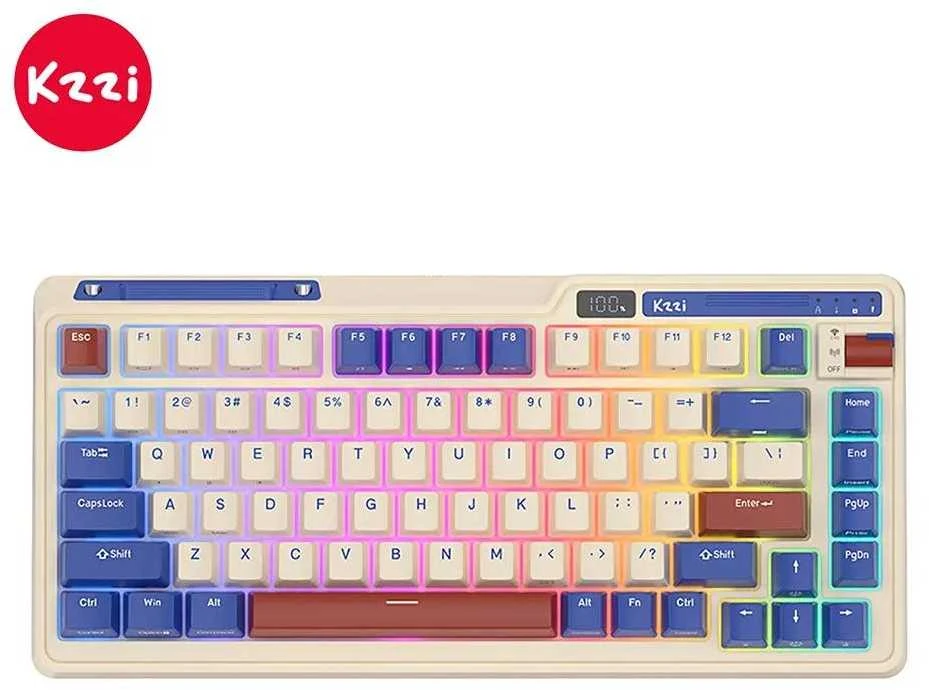 Mechaninė klaviatūra Royal Kludge KZZI K75 pro RGB, momentinis jungiklis (retro mėlynas)