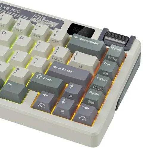 Royal Kludge M70 RGB Cyan belaidė klaviatūra | 75%, Hot-swap, Creamy switches, US