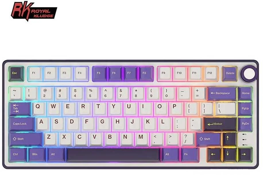 Royal Kludge RK R75 RGB Blackberry laidinė klaviatūra | 75%, Hot-swap, Sidabrinis switches, US